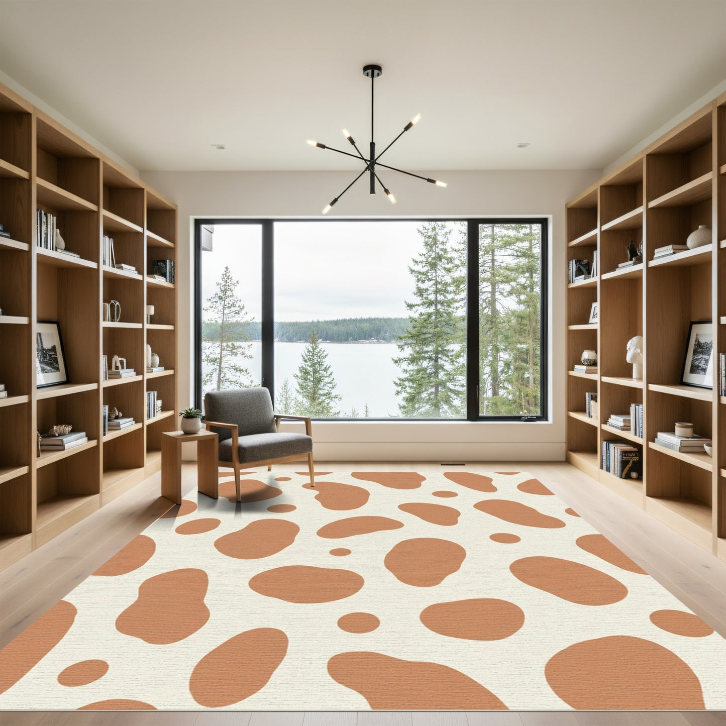 Rustic Amber Spotted Organic Shape Rug
