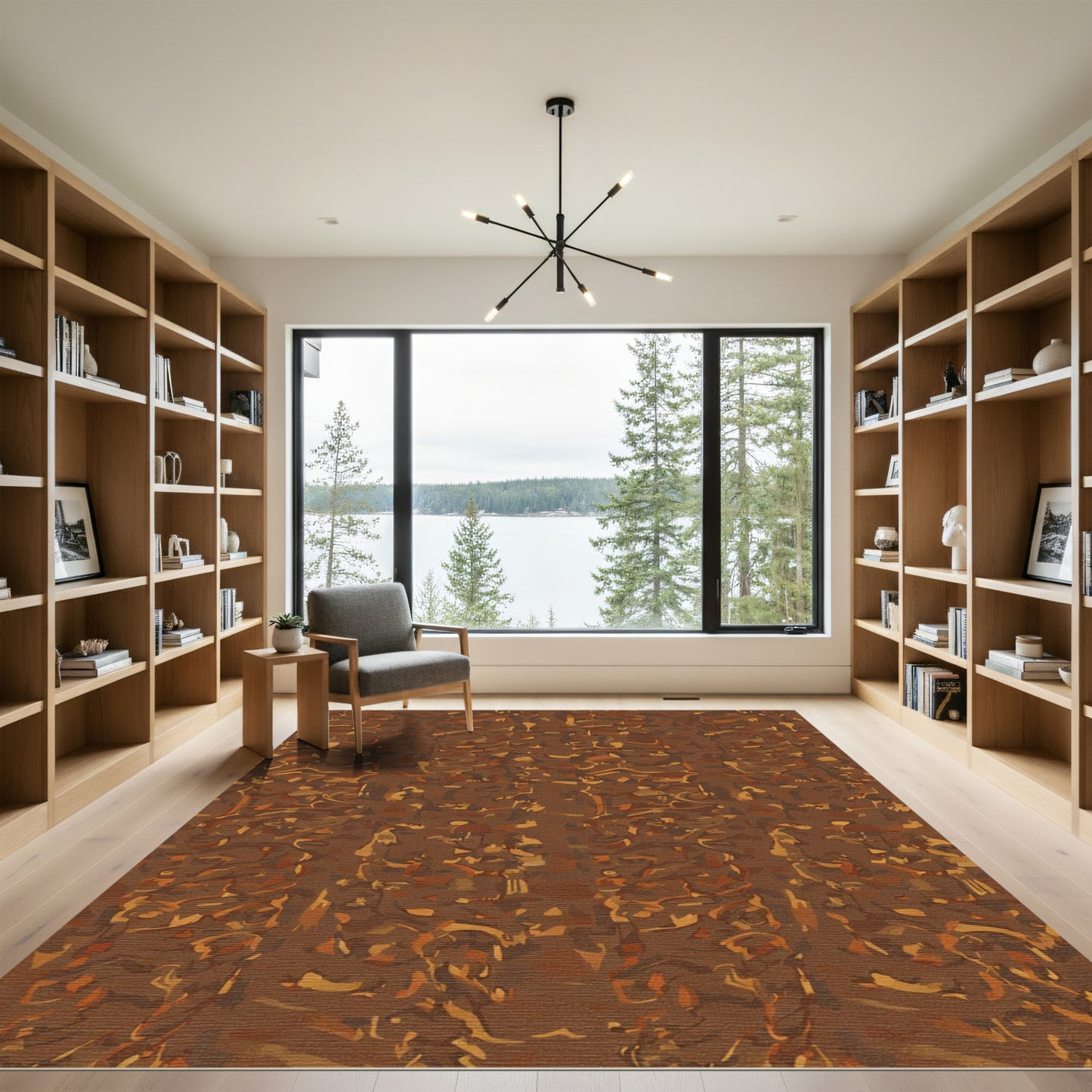 Earthy Tones Abstract Organic Shapes Rug