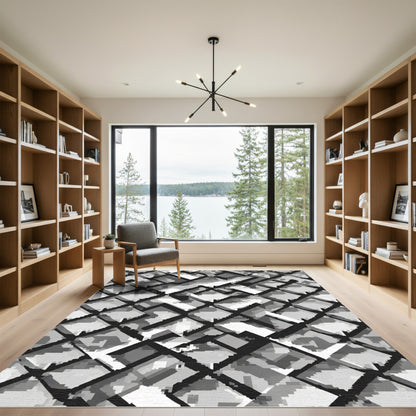 Monochromatic Pixelated Diamond Weave Rug