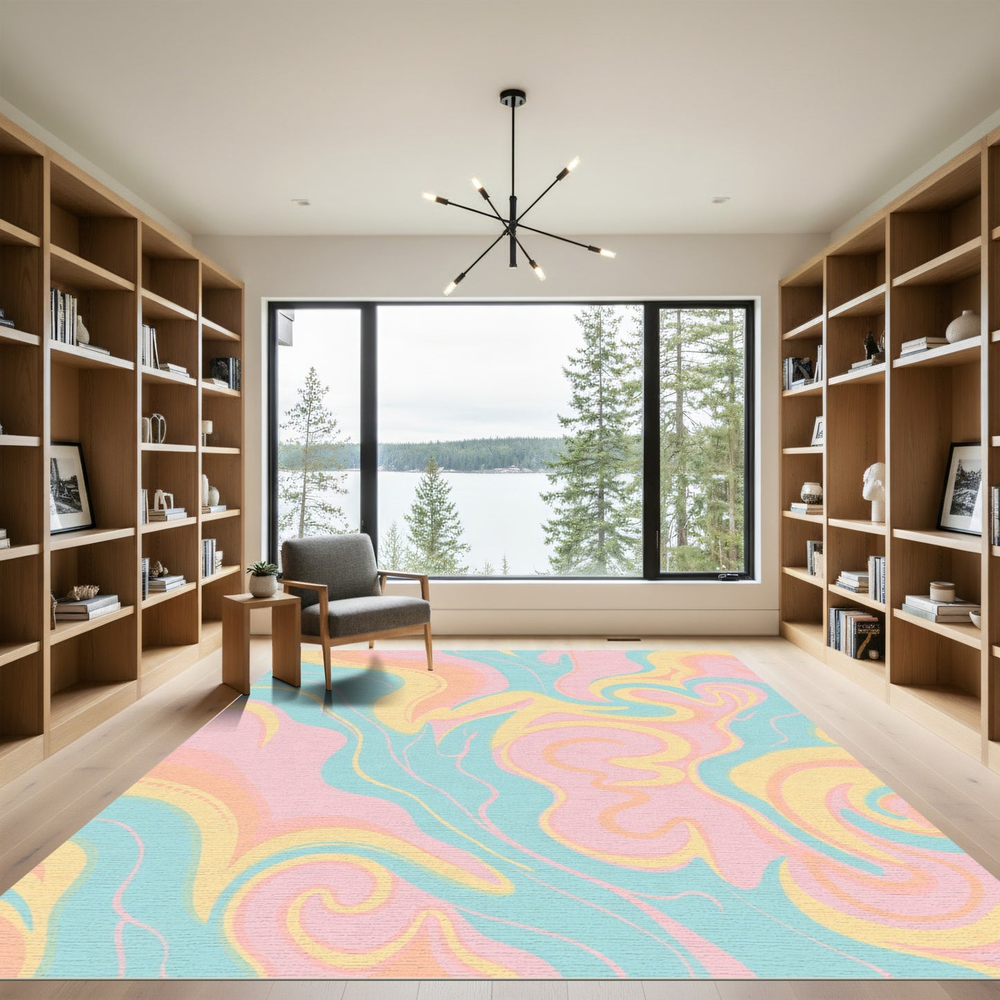 Pastel Swirl Marble Abstract Rug