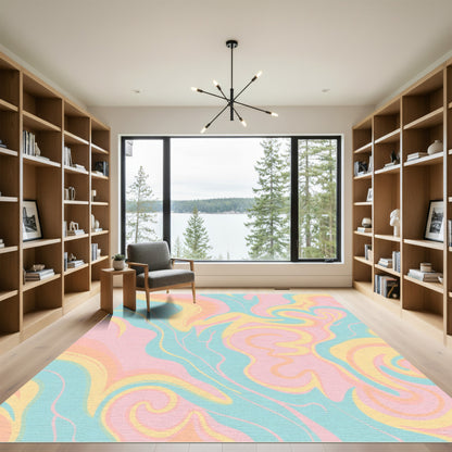 Pastel Swirl Marble Abstract Rug