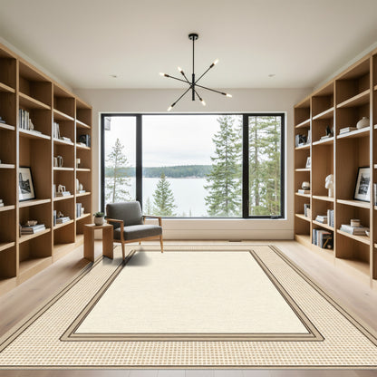 Tonal Squares Bordered Field Rug