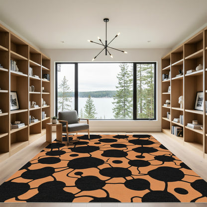 Bold Organic Black Orange Circles Rug