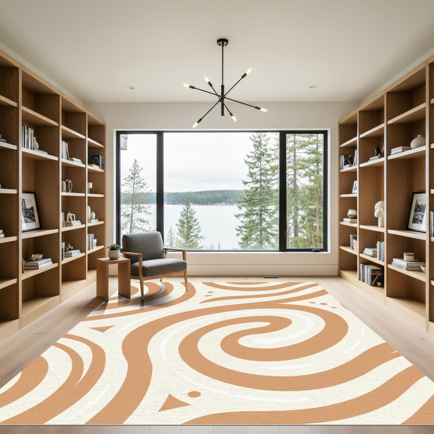 Terracotta Swirl Artful Composition Rug