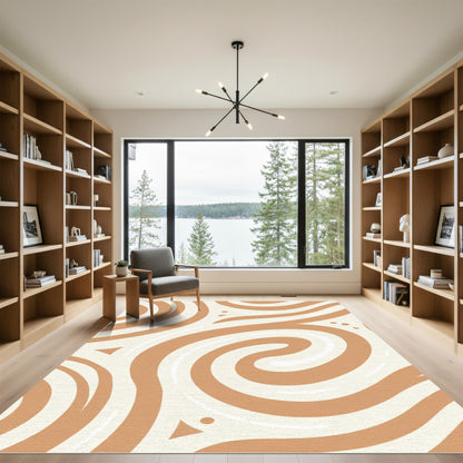 Terracotta Swirl Artful Composition Rug