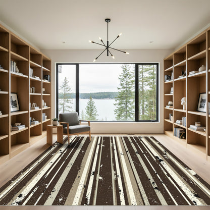 Earthy Splatter Vertical Stripe Rug