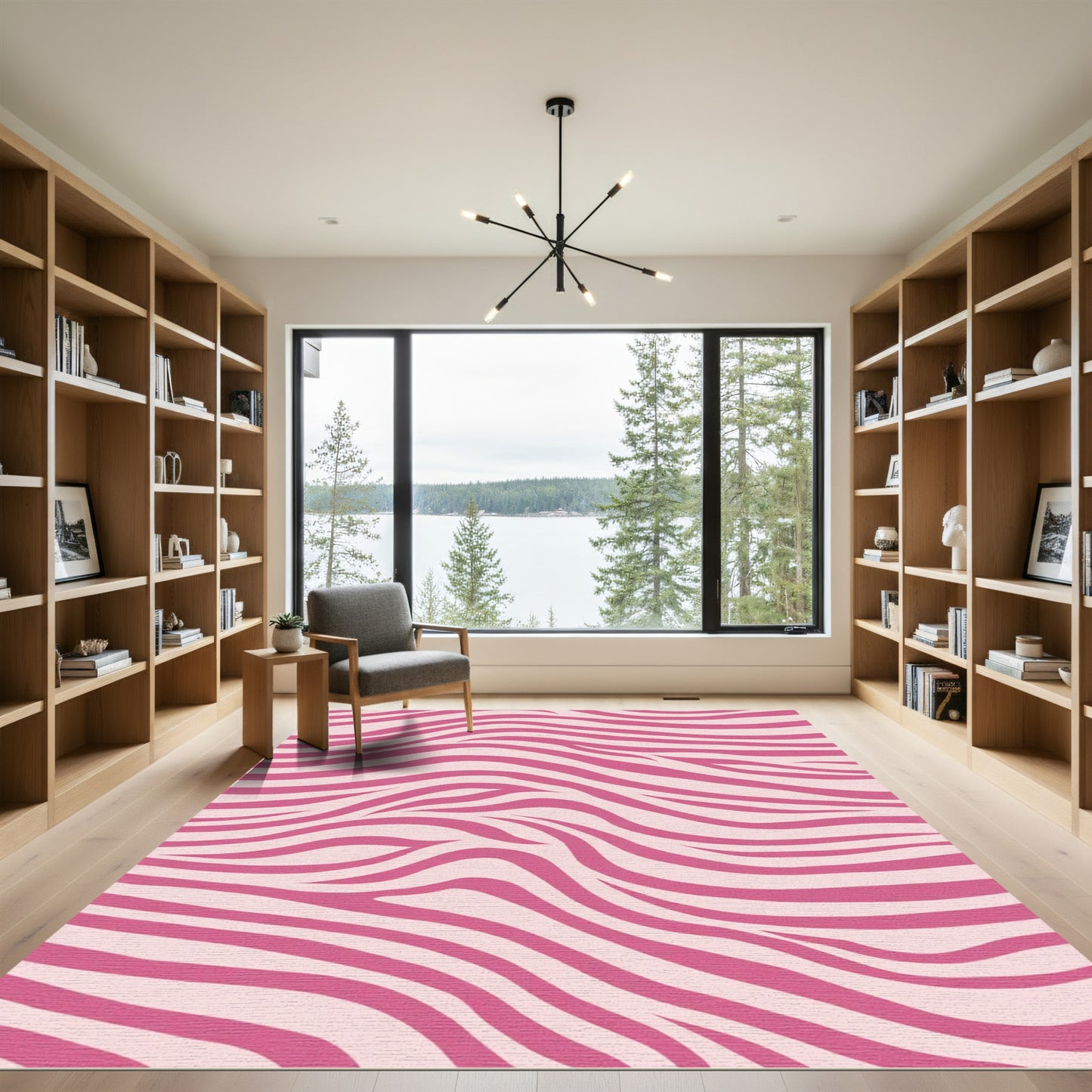 Pink Zebra Print Waves Rug