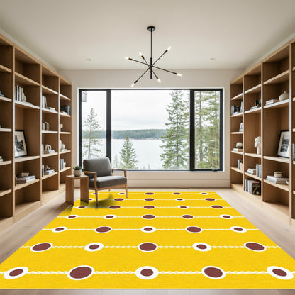 Golden Brown Circles Linked Pattern Rug