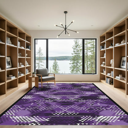 Vibrant Purple Geometric Triangle Cluster Rug