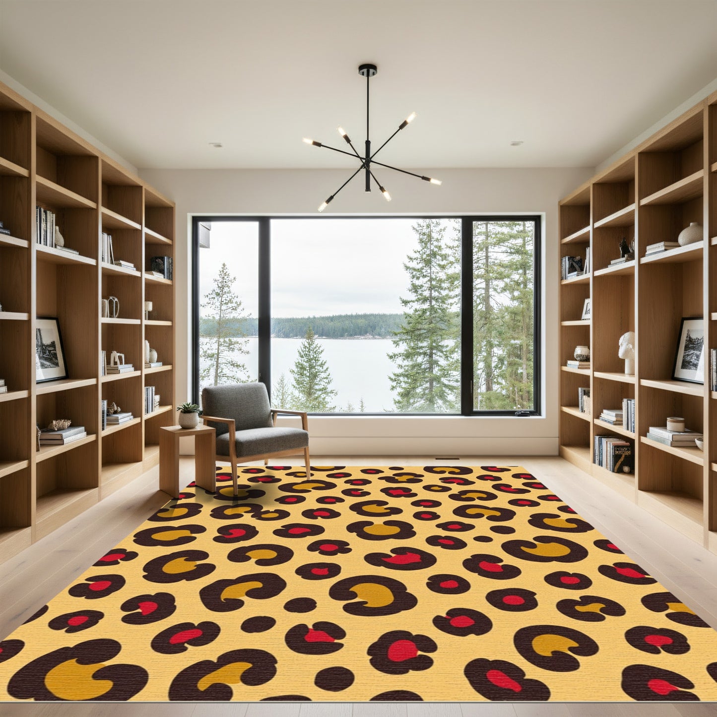 Golden Yellow Leopard Spot Art Rug