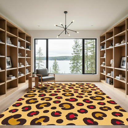 Golden Yellow Leopard Spot Art Rug