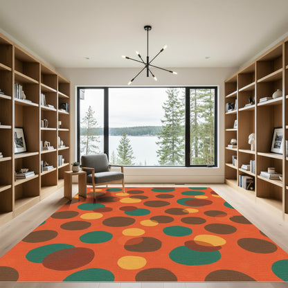 Retro Orange Polka Dot Collage Rug