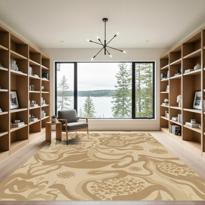 Neutral Swirl Organic Bloom Arrangement Rug