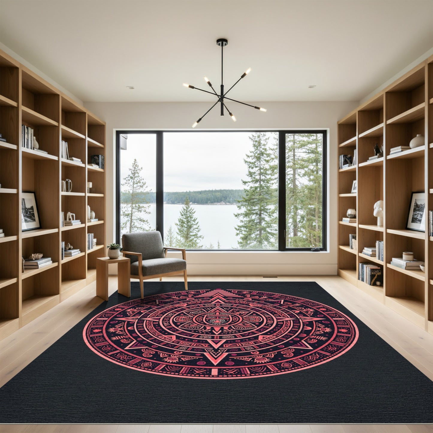 Coral Sun Calendar Medallion Rug