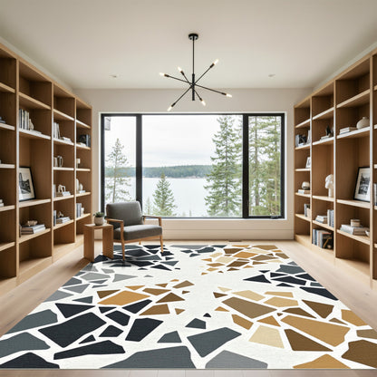 Contemporary Geometric Fragment Earth Tone Rug