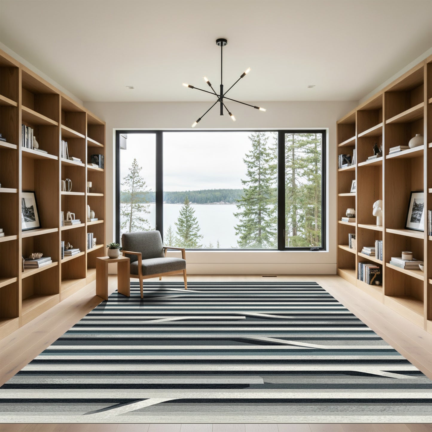 Monochromatic Abstract Gray Linear Stripe Rug