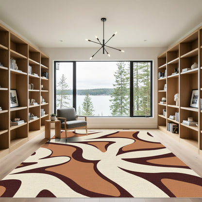 Warm Earthy Tone Abstract Curves Rug