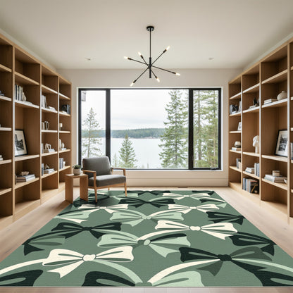 Sage Green Chic Ribbon Bow Rug