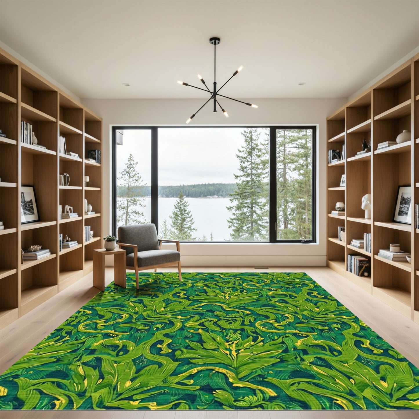 Emerald Jungle Lush Botanical Tapestry Rug