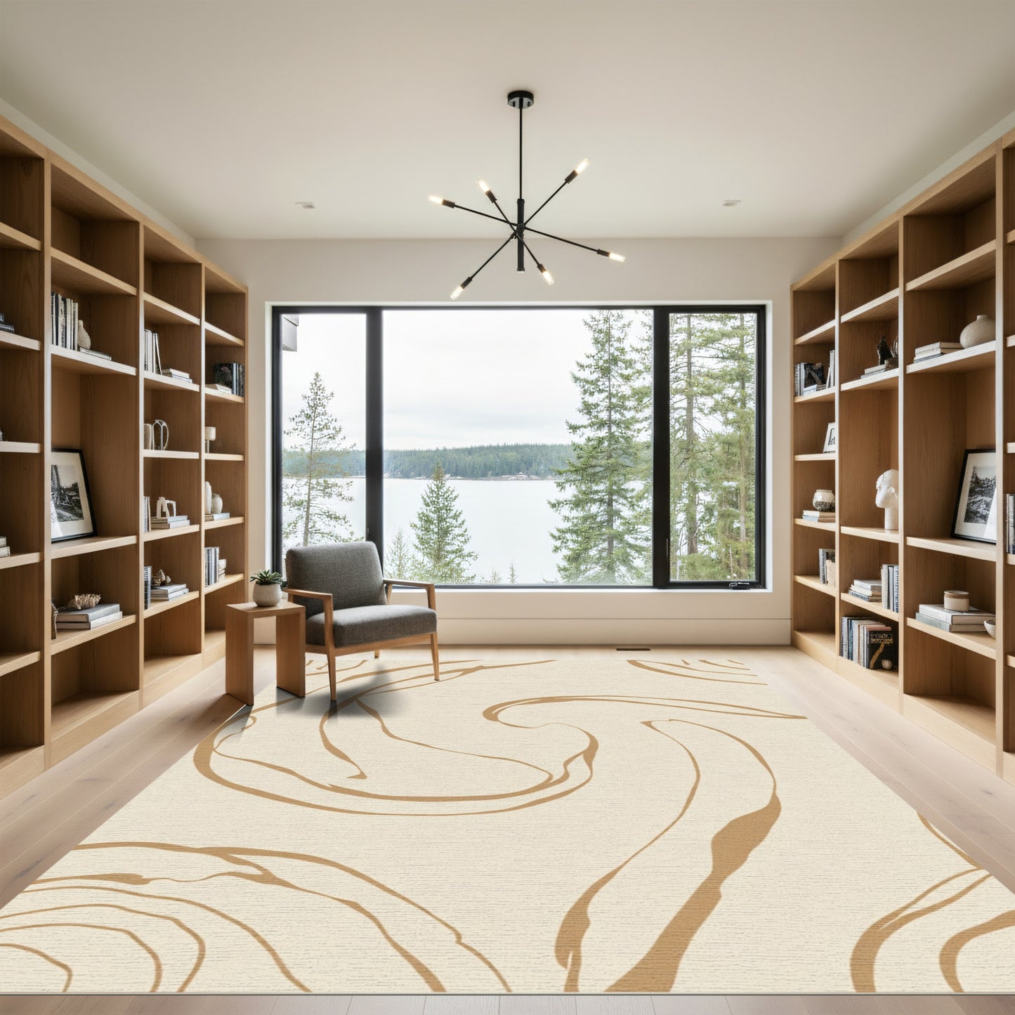 Cream Gold Organic Swirl Rug
