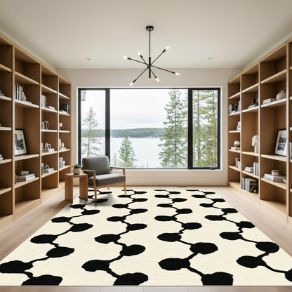 Black Organic Chain Beige Rug