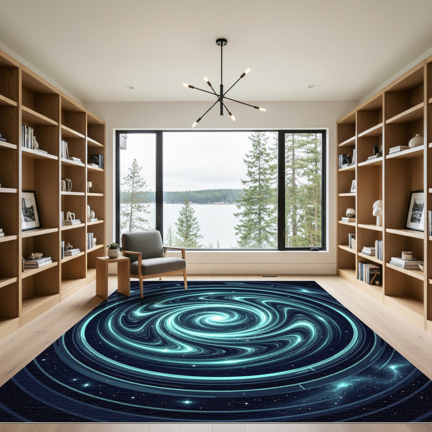 Cosmic Teal Swirling Interstellar Galaxy Rug
