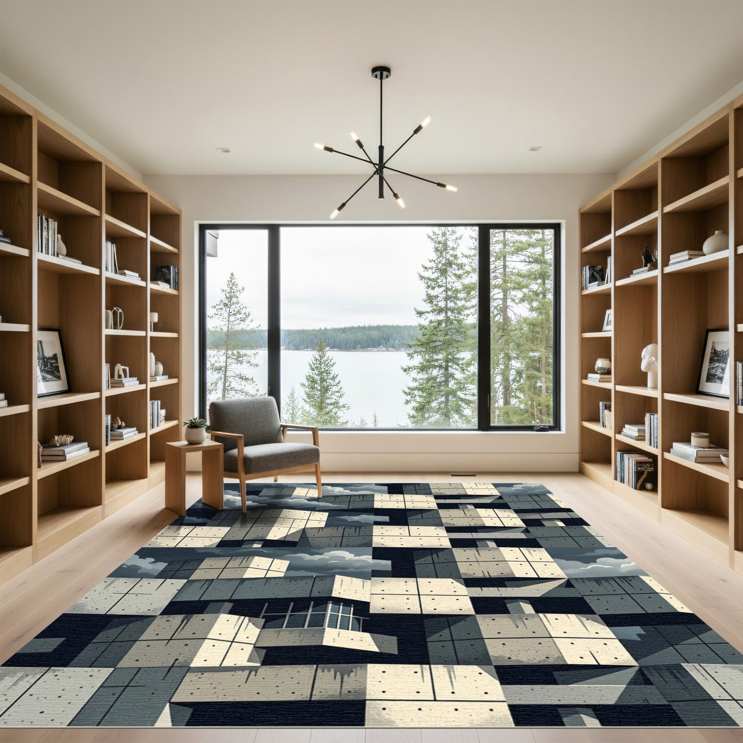 Concrete Brutalist Block Skyline Rug