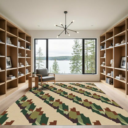 Abstract Geometric Camouflage Stripe Rug