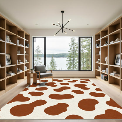 Brown Cream Spotted Abstract Shapes Rug