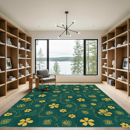 Emerald Yellow Floral Collage Rug