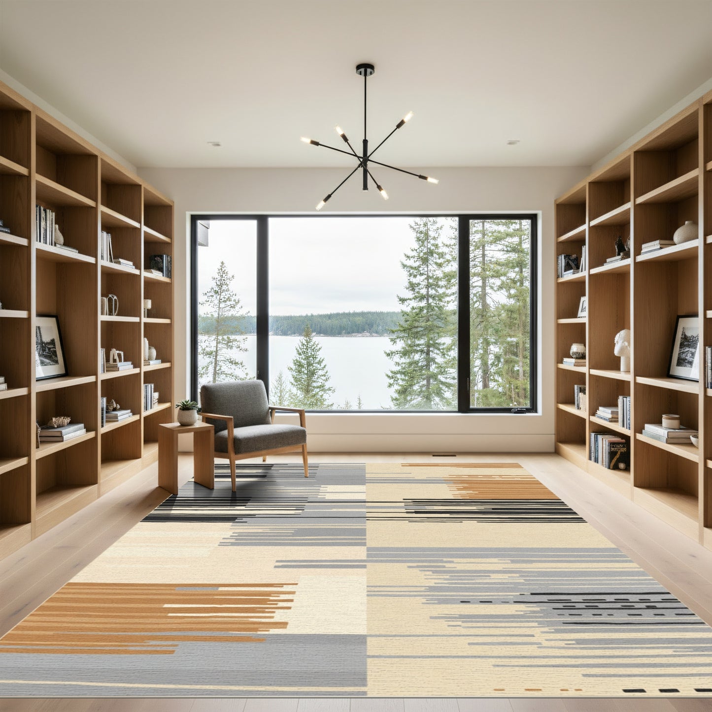 Modern Abstract Block Stripe Rug