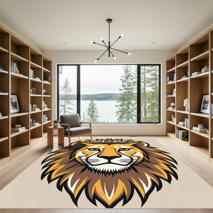 Majestic Golden Lion Face Rug