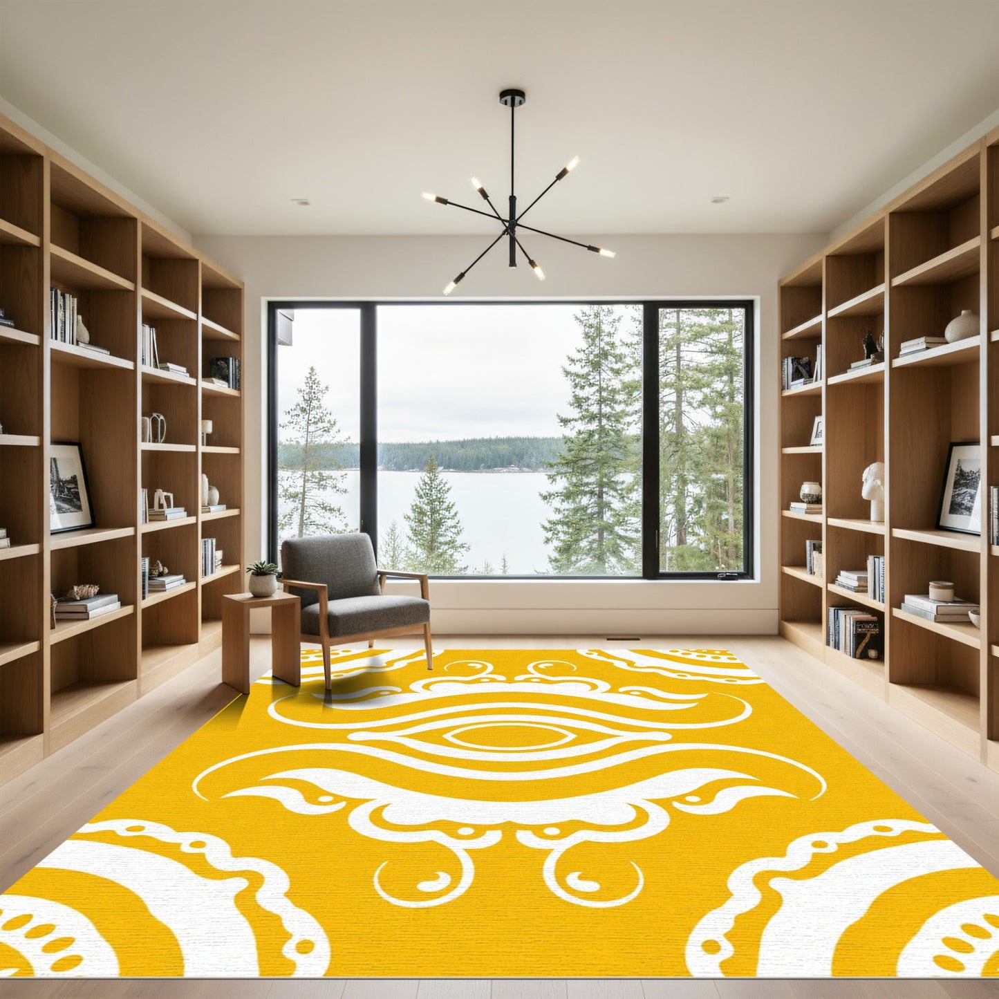 Golden Yellow Paisley Eye Rug