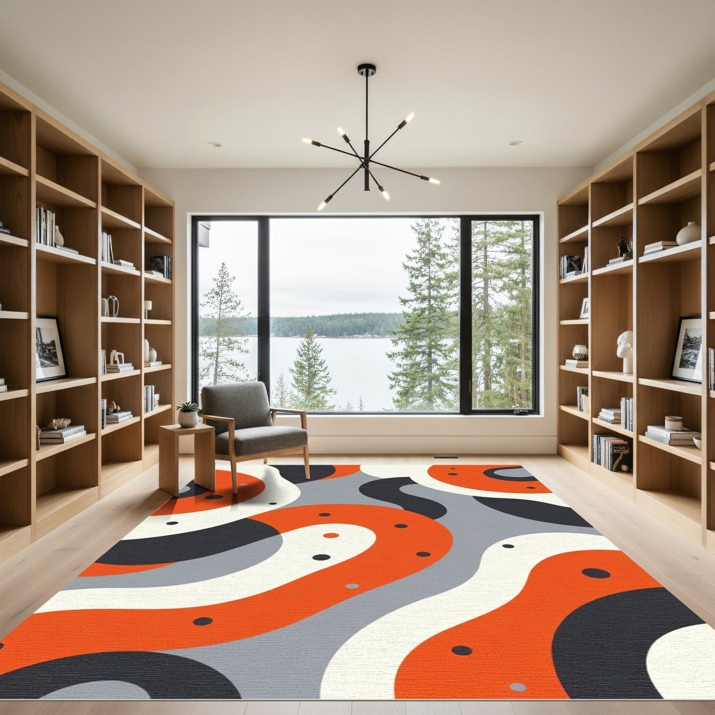 Abstract Orange Swirl Grommet Rug