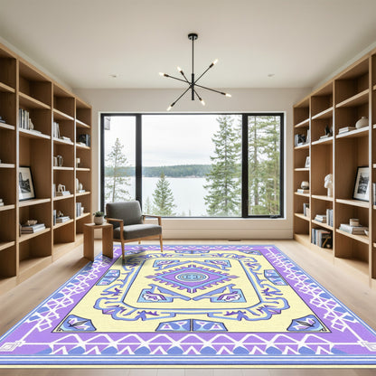 Lavender Lilac Floral Geometric Arrangement Rug