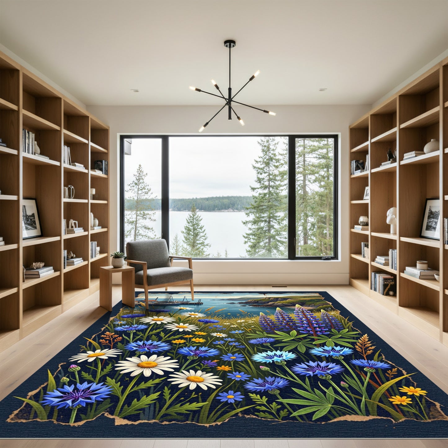 Coastal Meadow Wildflower Navy Landscape Rug