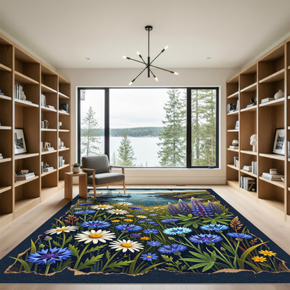 Coastal Meadow Wildflower Navy Landscape Rug