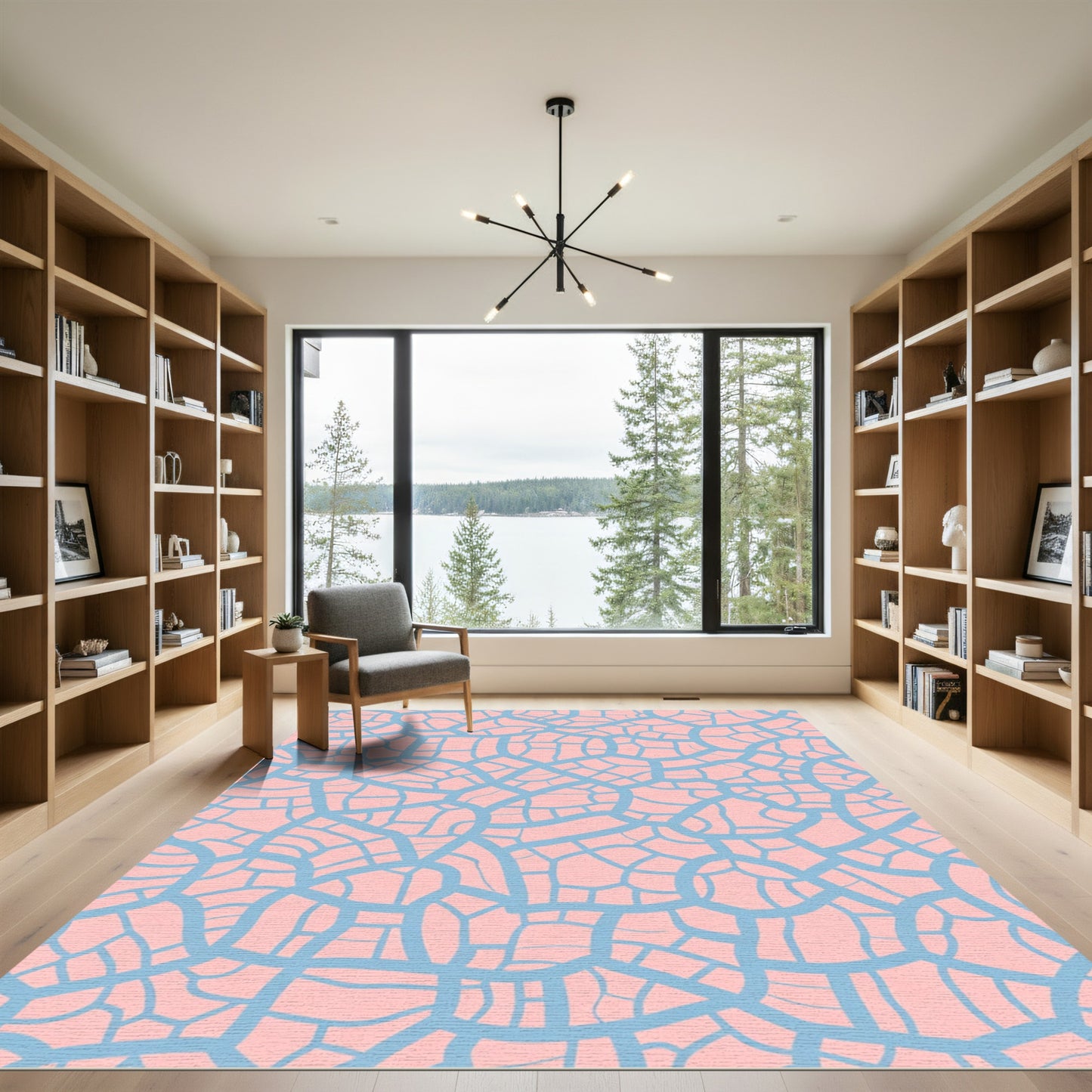 Soft Pink Blue Organic Web Rug