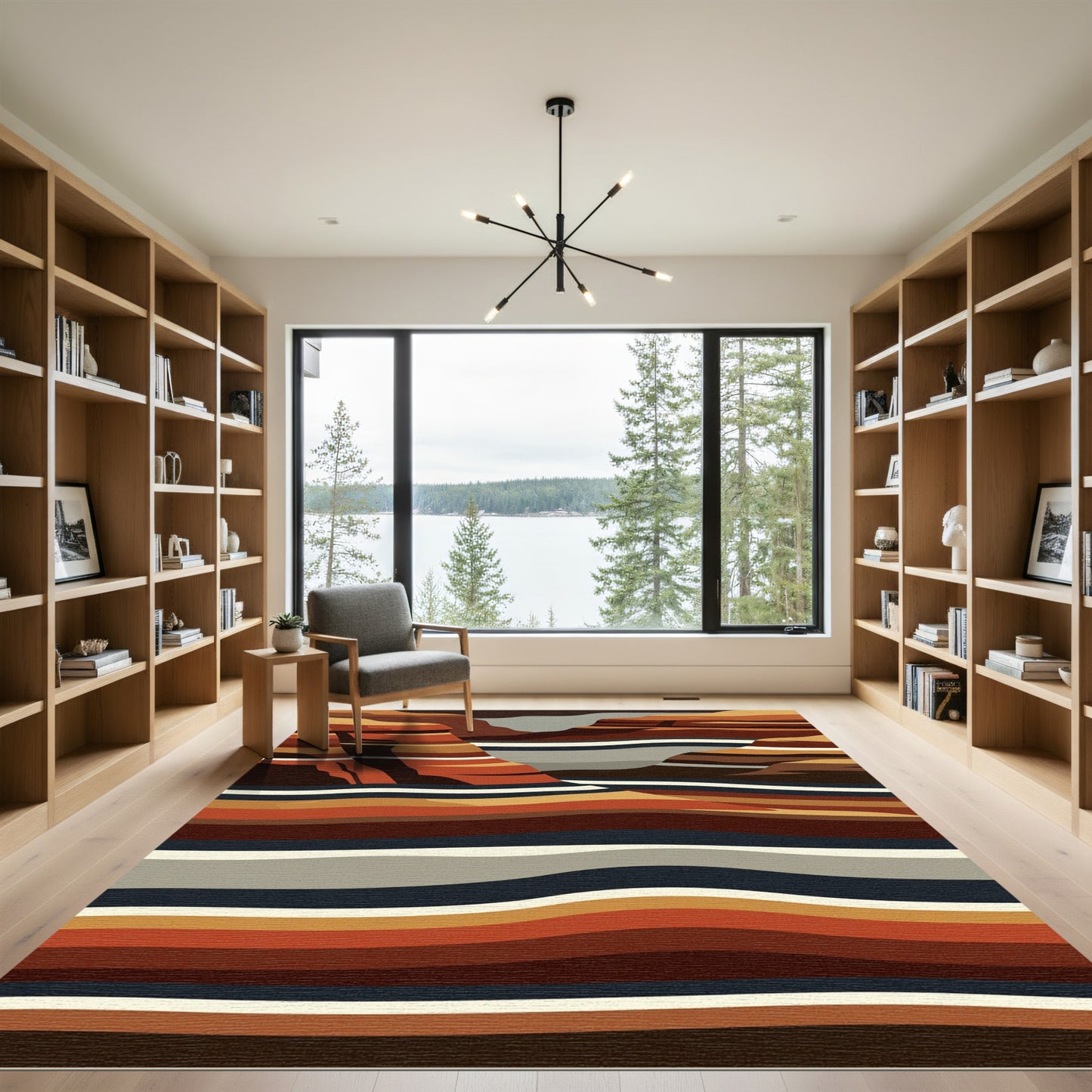 Earthy Canyon Layered Abstract Stripe Rug