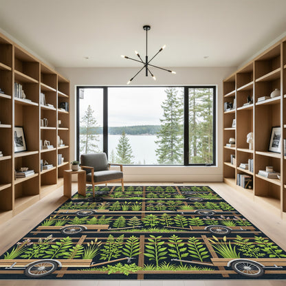 Botanical Garden Shelf Wagon Illustration Rug