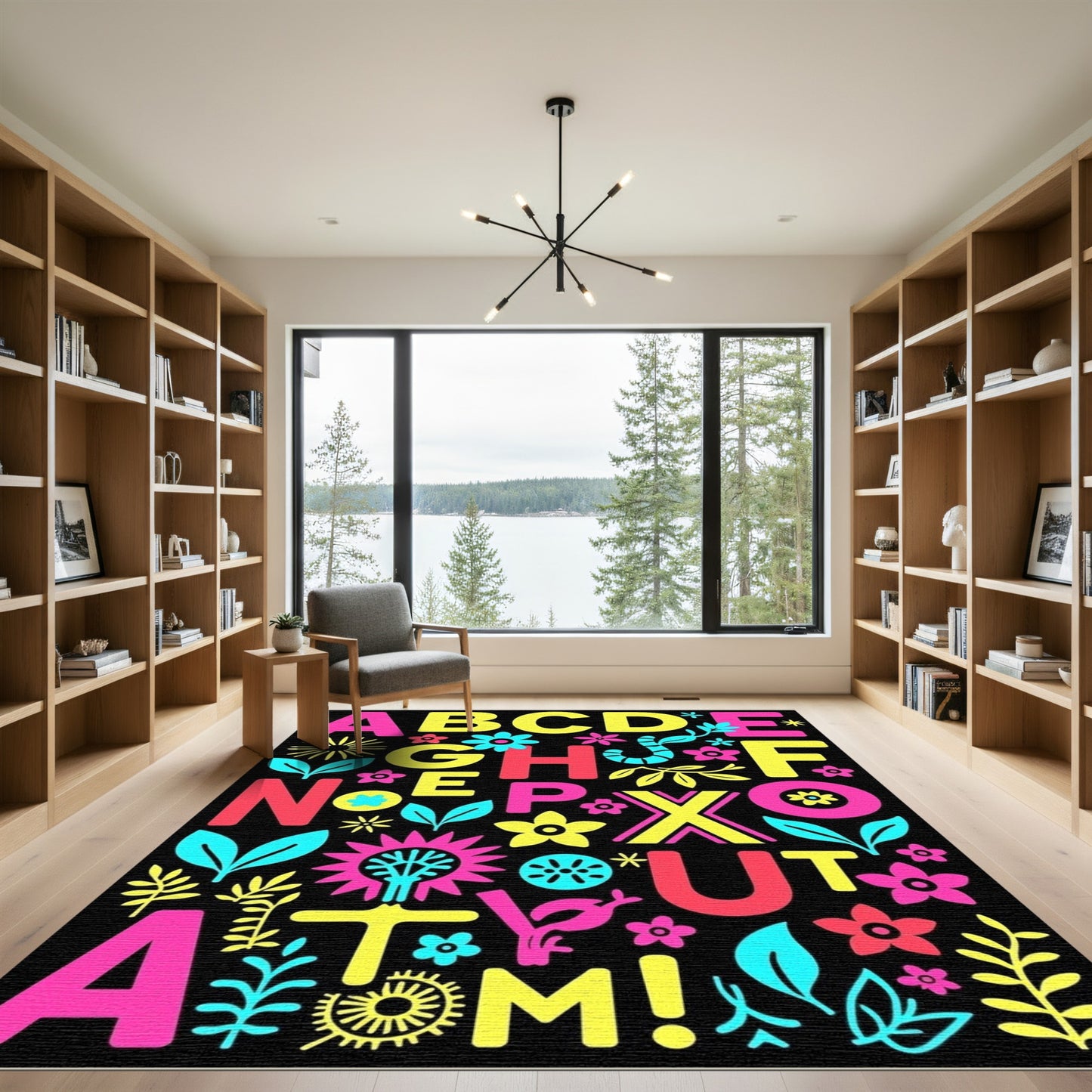 Playful Alphabet Floral Graphic Rug