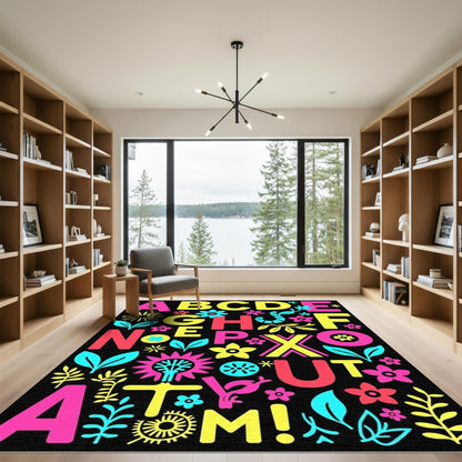 Playful Alphabet Floral Graphic Rug