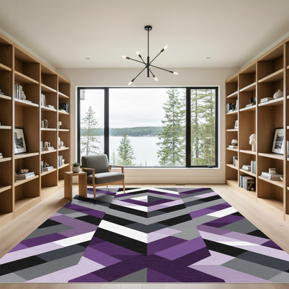 Geometric Diamond Purple Gray Abstract Rug