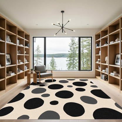 Light Gray Black Polka Dot Circles Rug