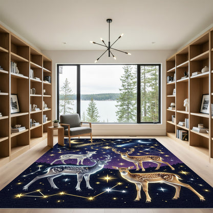 Celestial Whitetail Deer Starry Night Rug