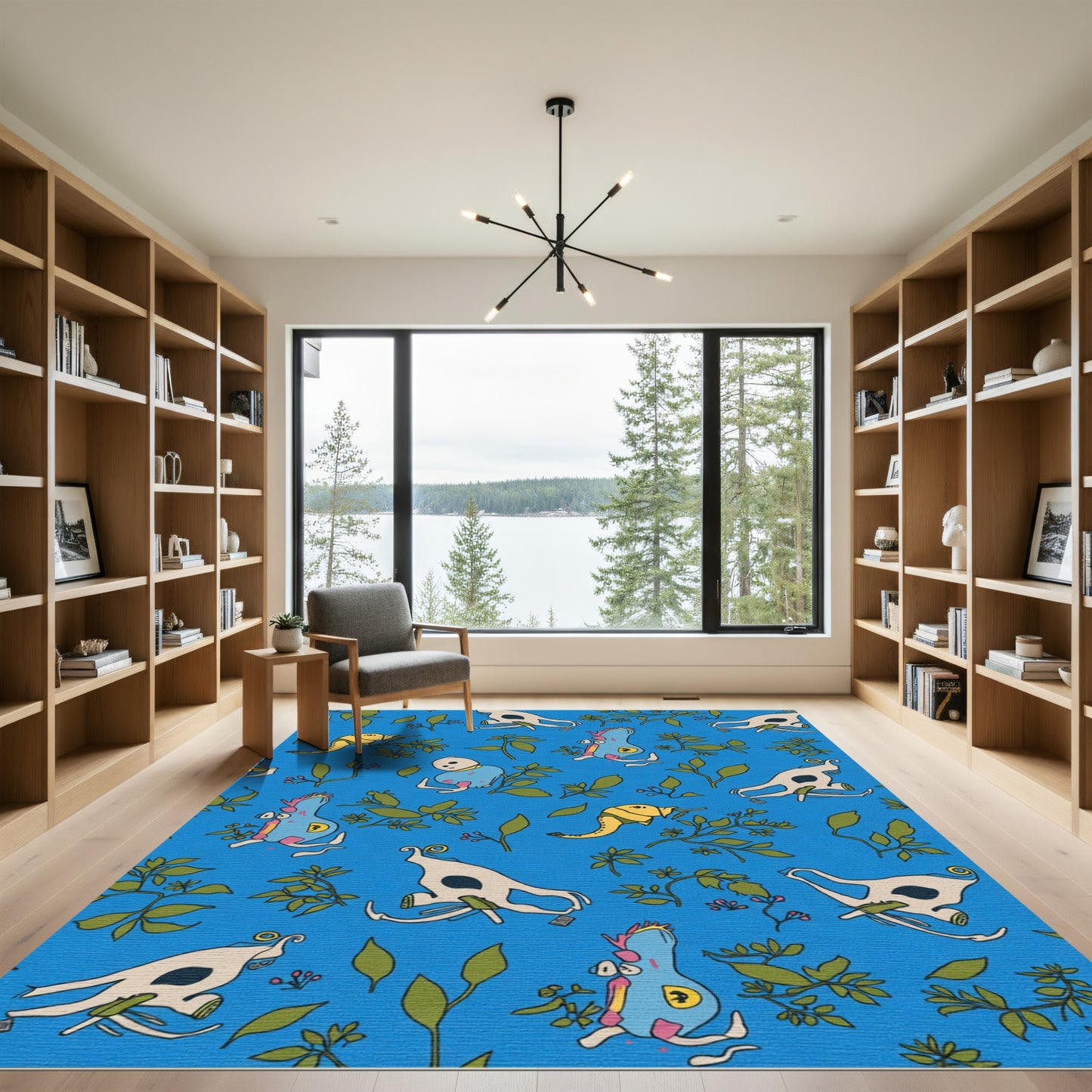 Whimsical Blue Creature Garden Rug
