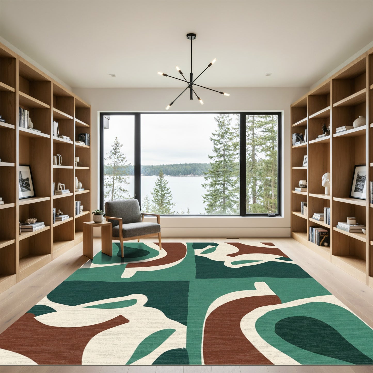 Abstract Earth Tones Organic Waves Rug