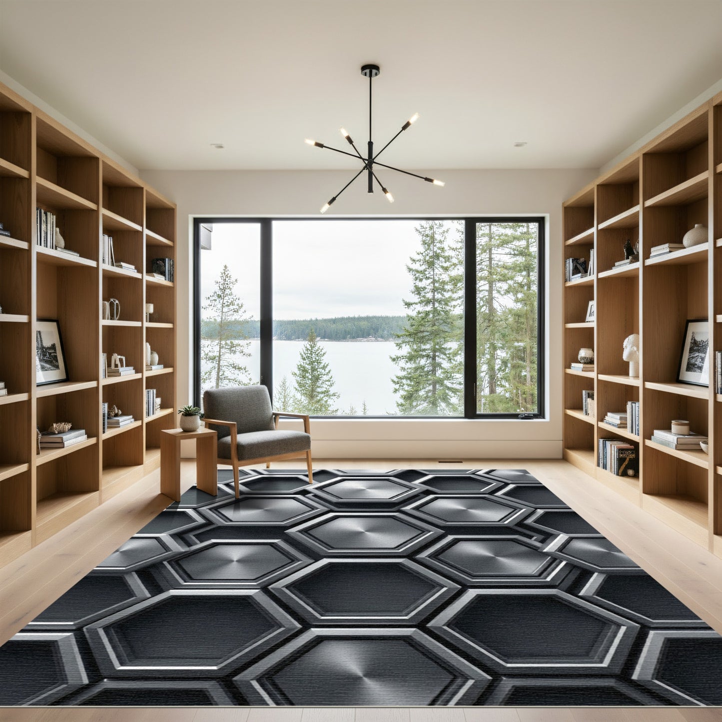 Industrial Hexagon Metal Texture Rug