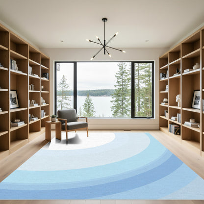 Cool Aqua Layered Arc Rug