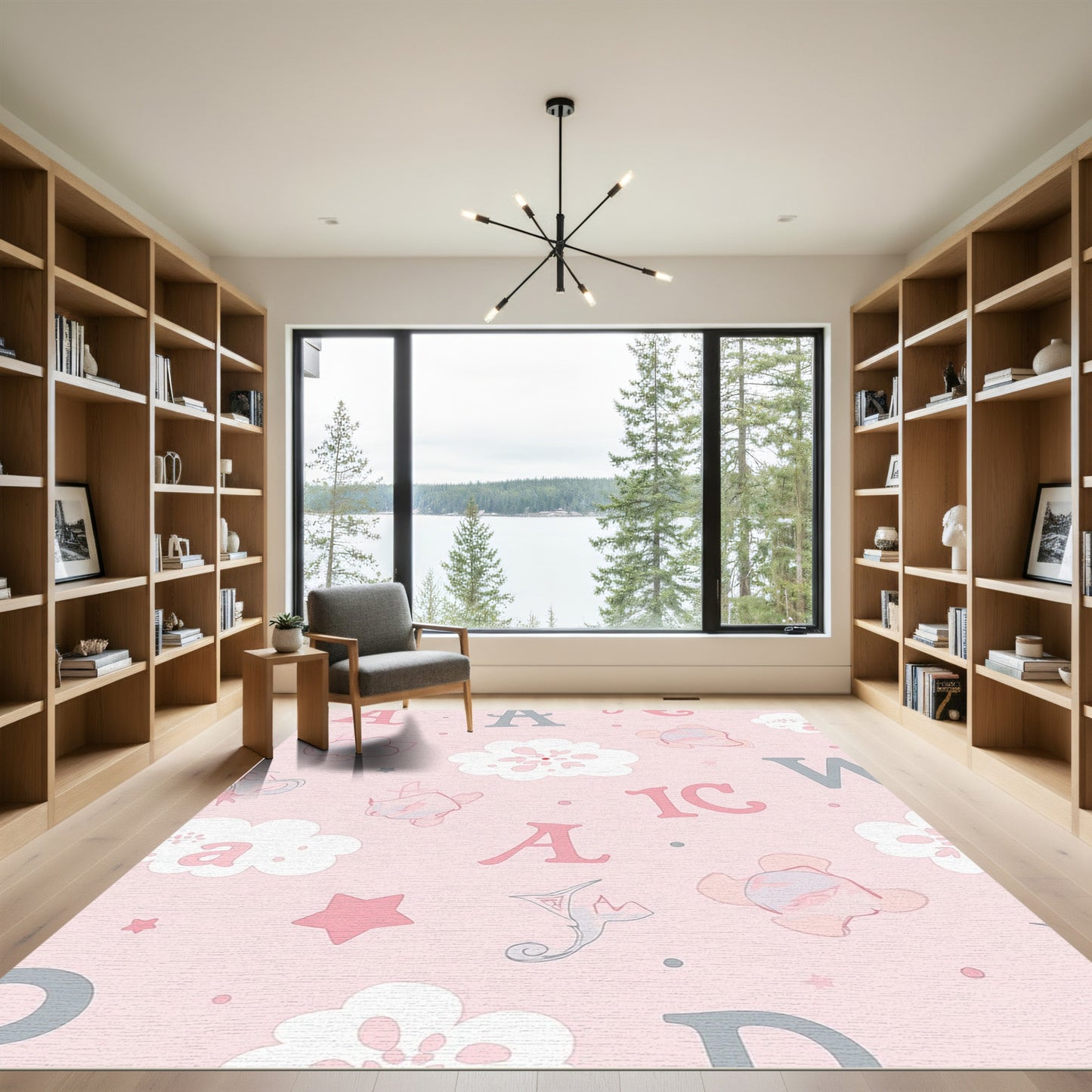Pale Pink Alphabet Cloud Whimsy Rug